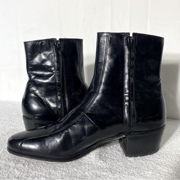 Vintage Florsheim Black Leather Round Toe Ankle Boots 10.5D - Picture 10 of 12